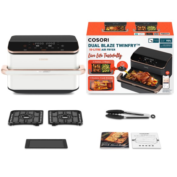 Cosori Dual Blaze TwinFry Air Fryer 10 litrów (biały)